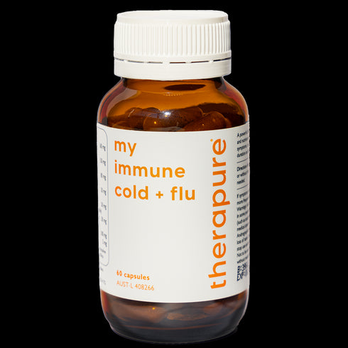 Image of the bottle of THERAPURE my immune cold + flu 60vcaps